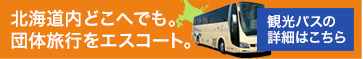 北海道内どこへでも。団体旅行をエスコート。 観光バスの詳細はこちら